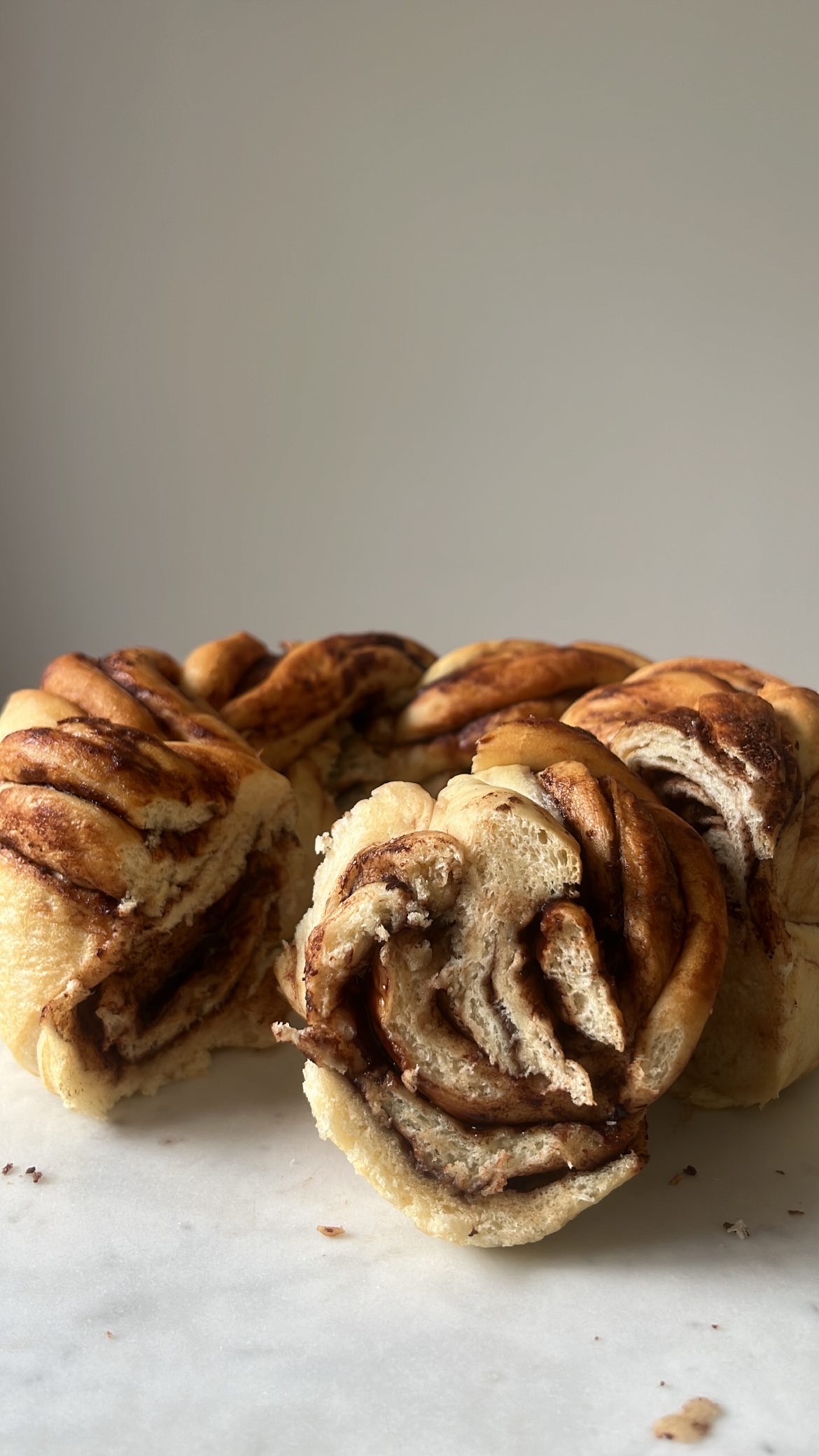 Chocolate twist bread in ring-shape