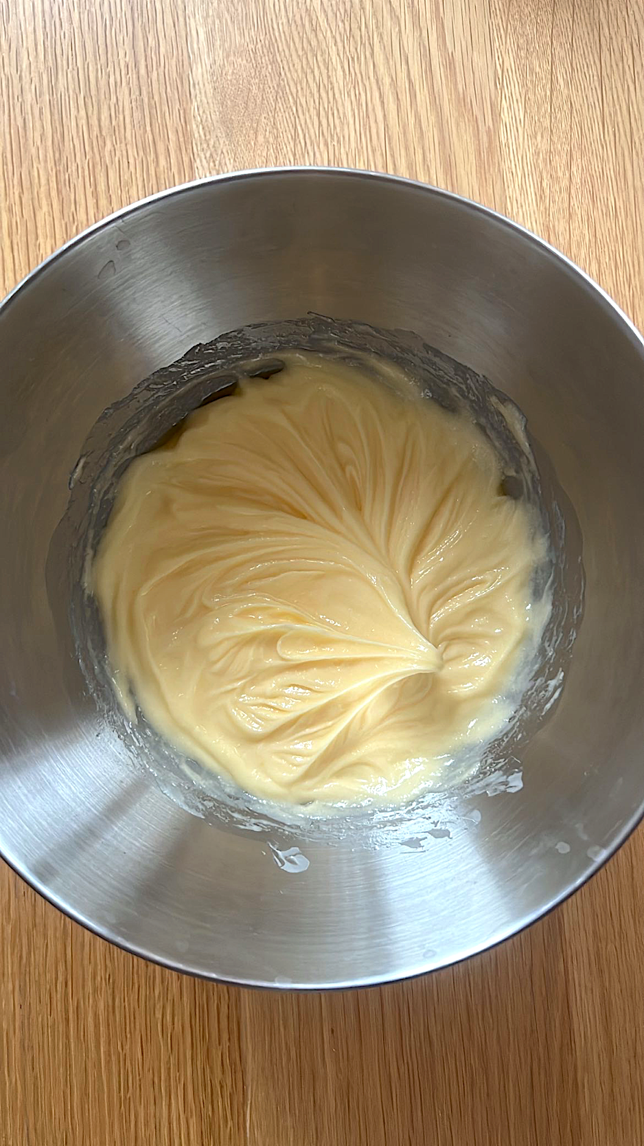 Butter and caster sugar mixture with added egg