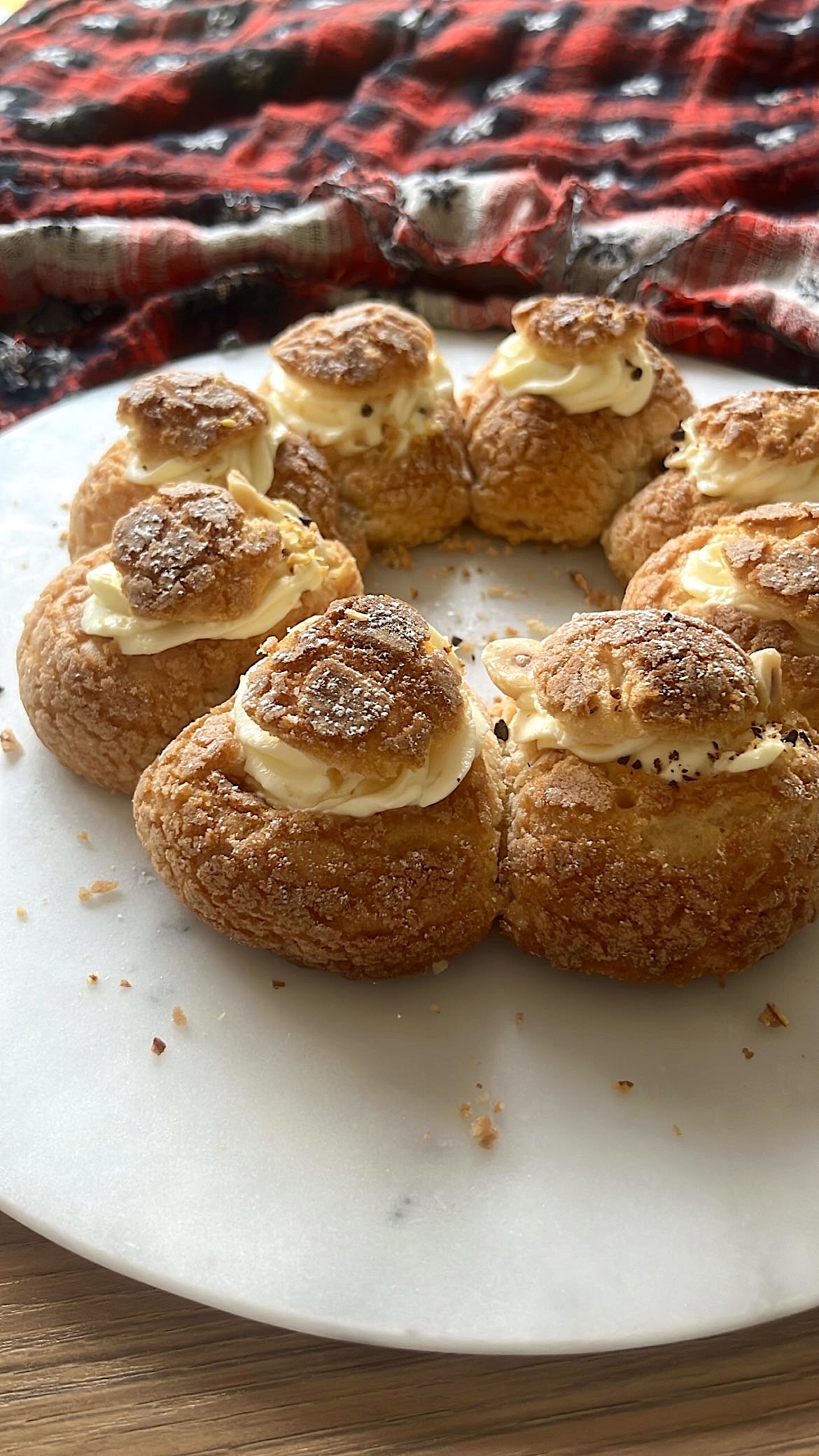 Choux pastry in crown shape