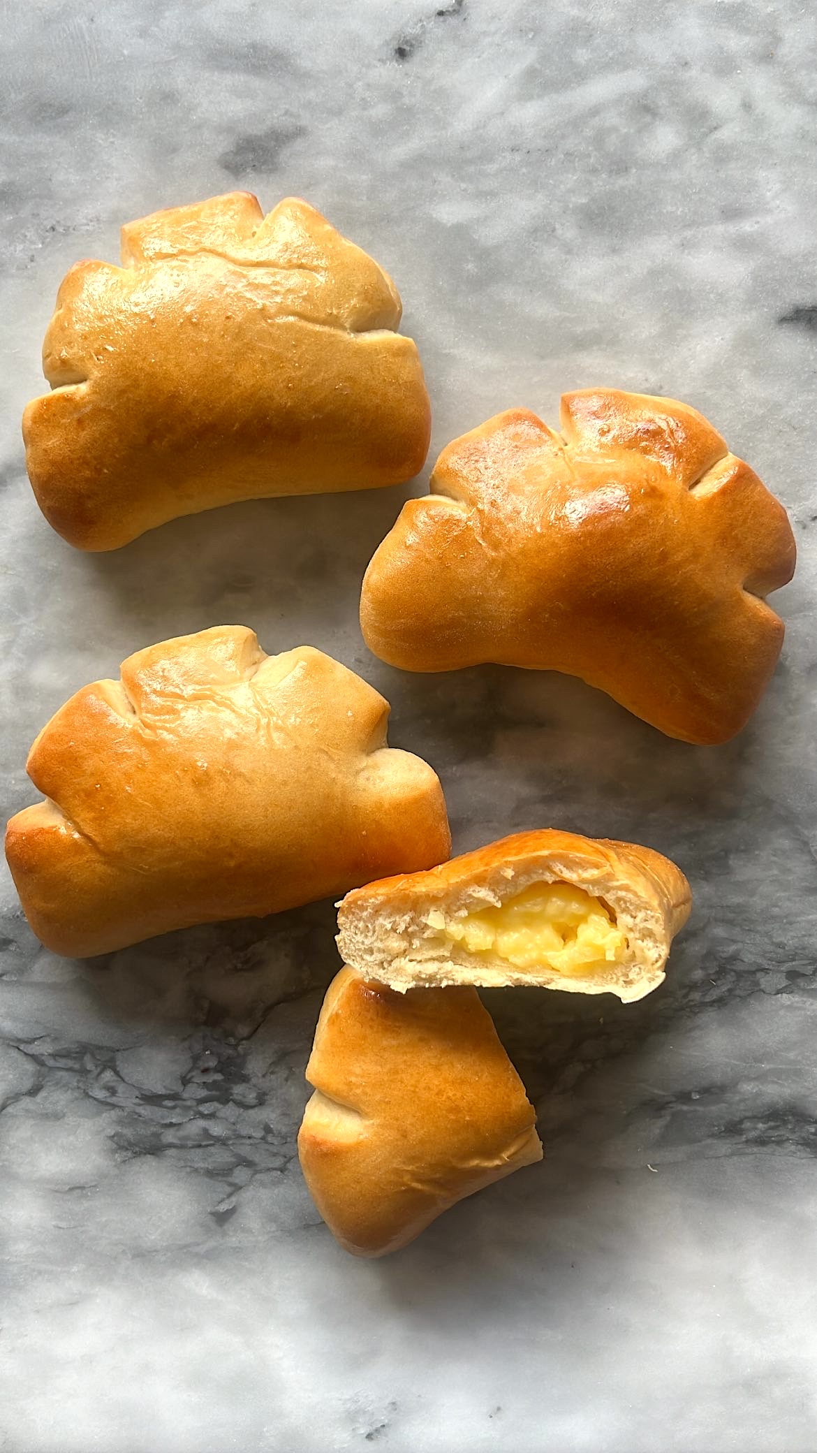 Custard bread with a rich custard filling inside, linking to the Custard recipe.