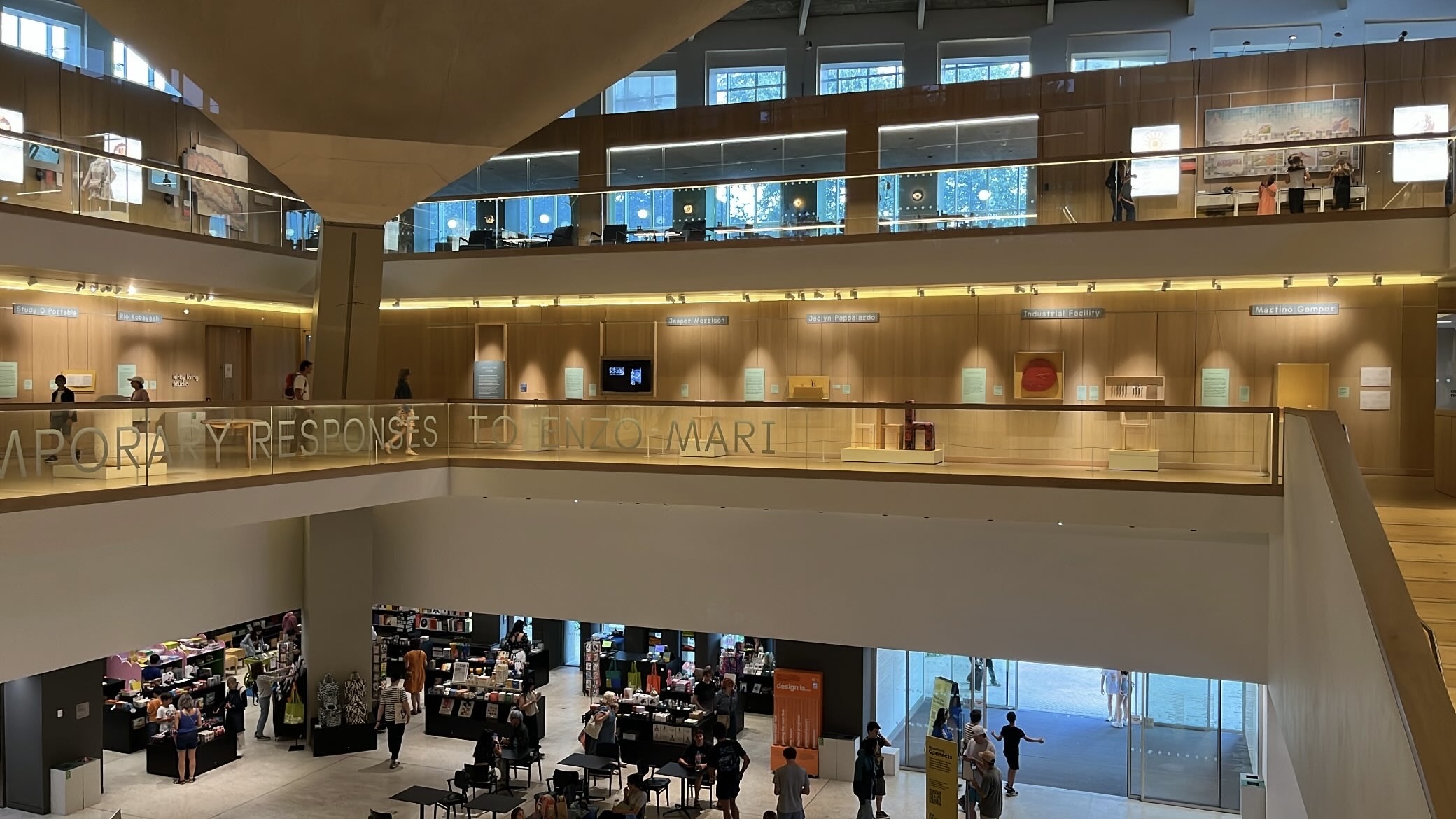 Spacious gallery inside the Design Museum, with minimalist design and a central exhibit drawing attention.